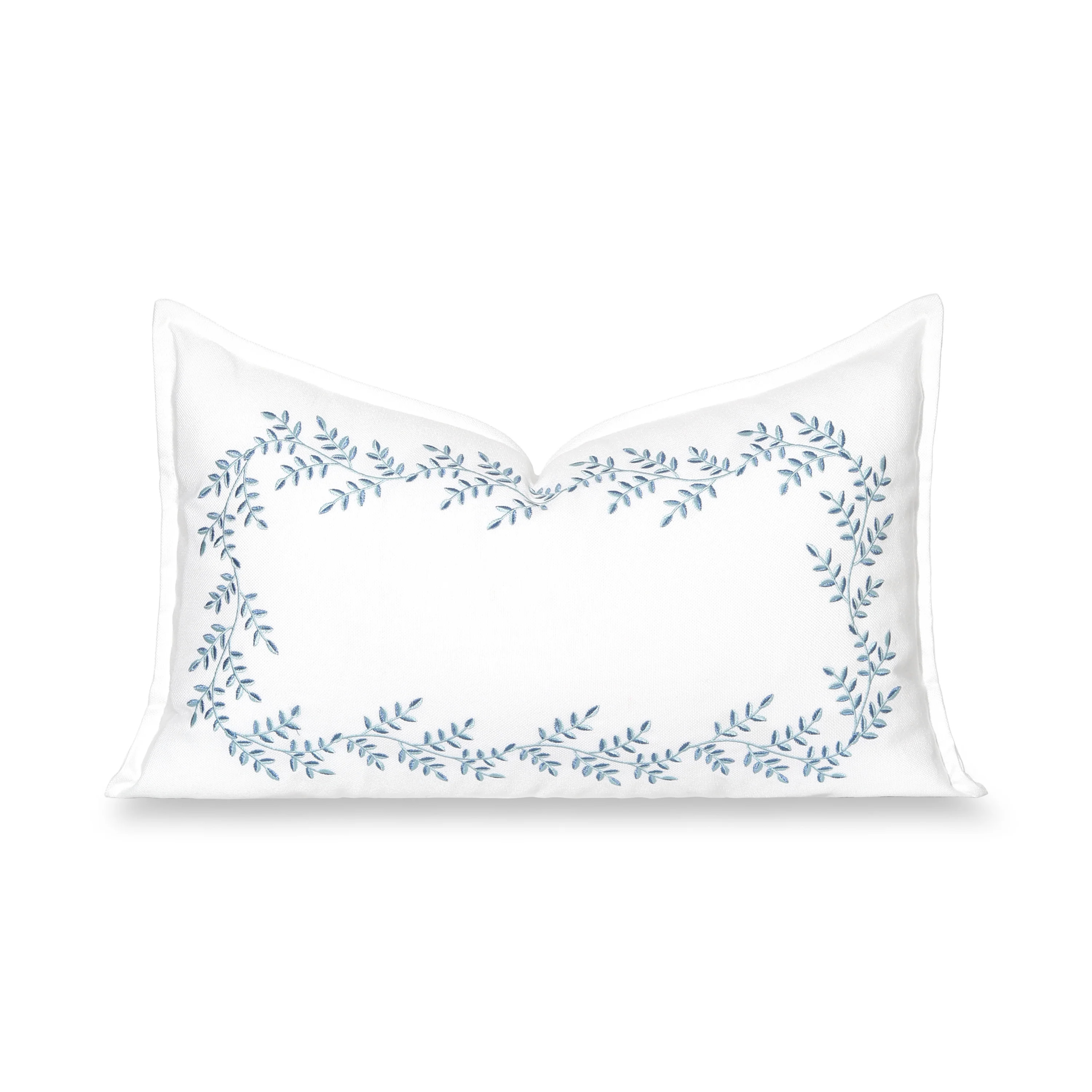 Savilea, Indoor/Outdoor Baby Blue Lumbar Pillow Cover, with Flanged Border, 12 | Hofdeco