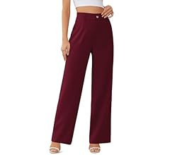 onlypuff Womens Pants Wide Leg Slacks High Waisted Trousers Straight Long Work Business Capris wi... | Amazon (US)