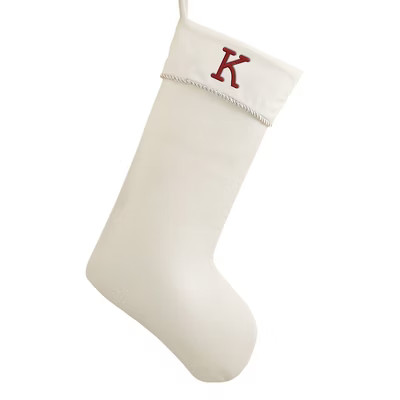 Personalization Mall Classic Christmas Embroidered Initial Ivory Stocking, K | Target