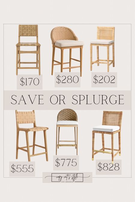 Save or Splurge bar stools, kitchen island stools, look for less, neutral home 

#LTKhome #LTKstyletip #LTKfindsunder100