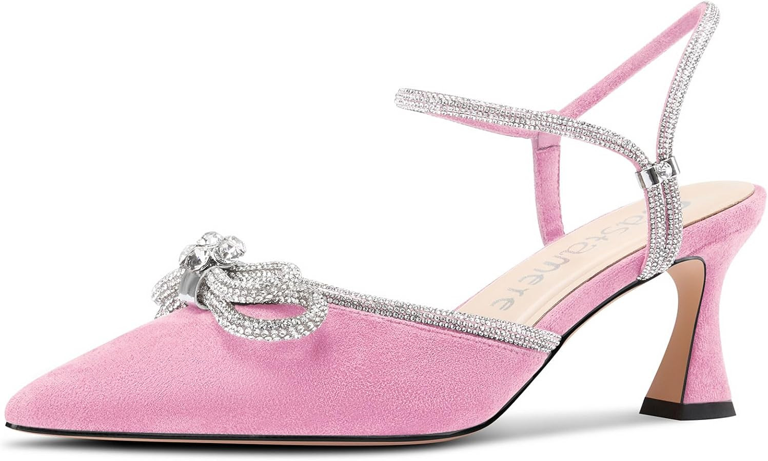 CASTAMERE Womens Close Pointed Toe Rhinestone Wedding Heels Ankle Strap Bow Kitten Pumps Dress Sh... | Amazon (CA)