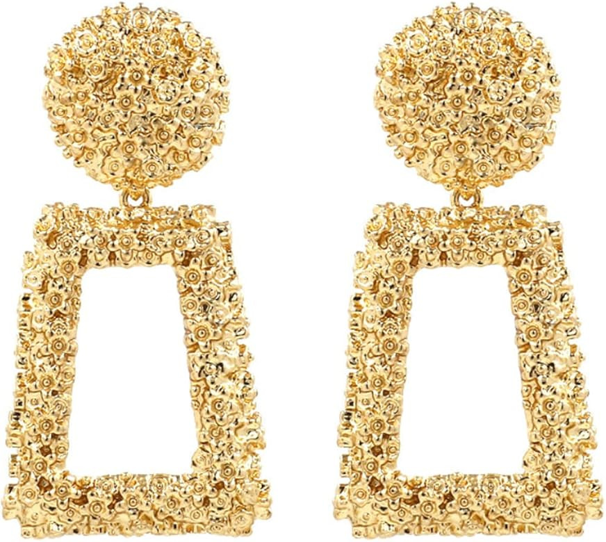 Gold Rectangle Geometric Dangle Earrings, Fashion Statement Drop Earrings for Women KELMALL COLLECTI | Amazon (US)