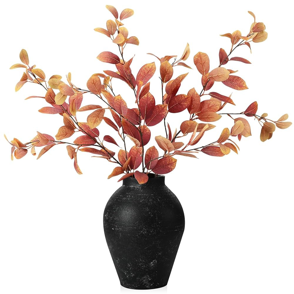 Janinka 33.5" Fall Leaves Stems for Vases Artificial Fall Silk Eucalyptus Stems Autumn Fake Green... | Amazon (US)