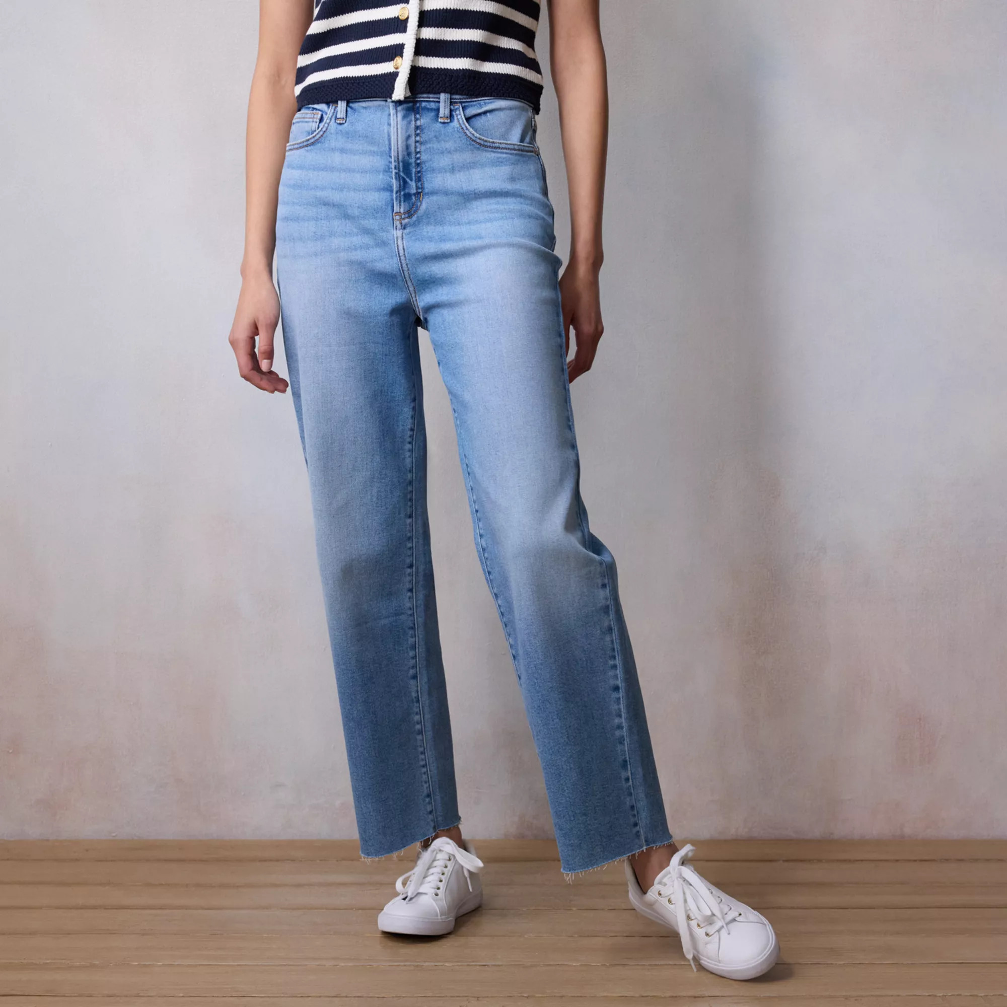 Women's LC Lauren Conrad Ultra High-Rise Straight Ankle Raw Hem Jeans | Kohl's