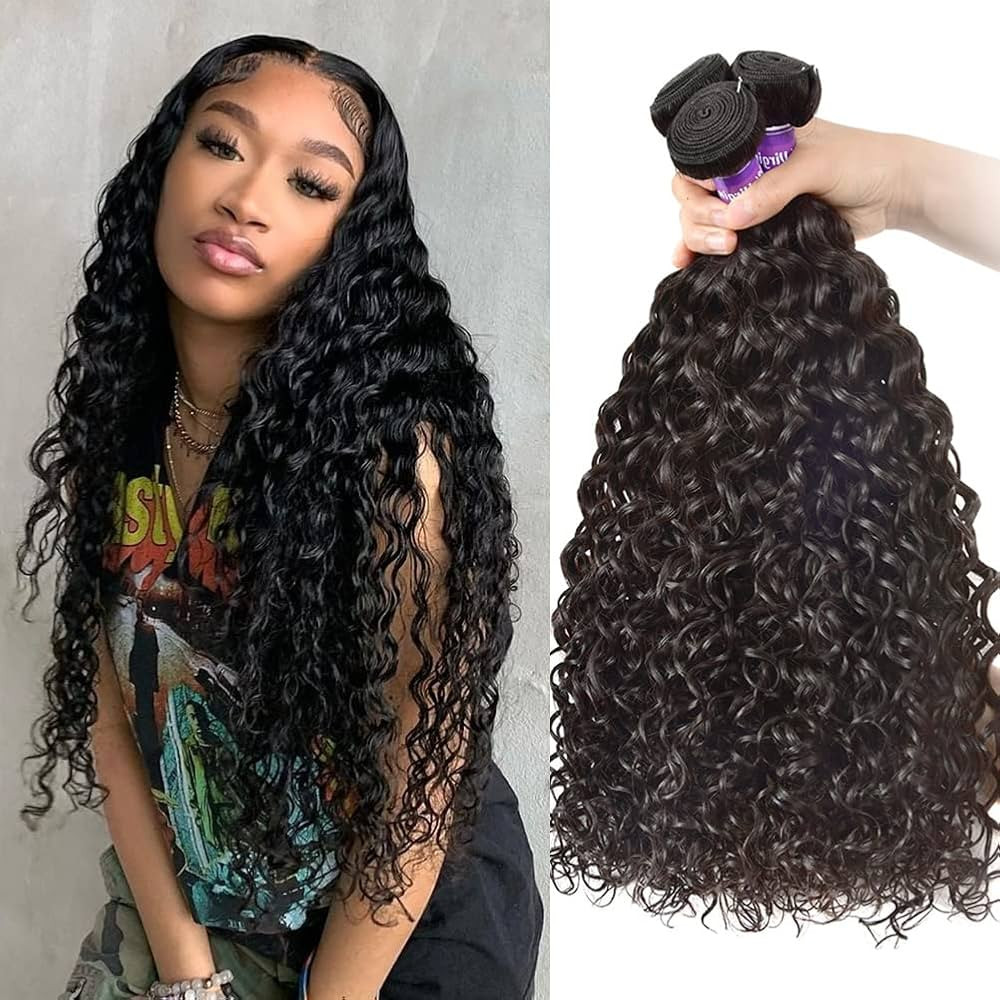 Water Wave Bundles Human Hair (16 18 20 Inch）Brazilian Hair Bundles Water Curly Remy Hair Weft ... | Amazon (US)