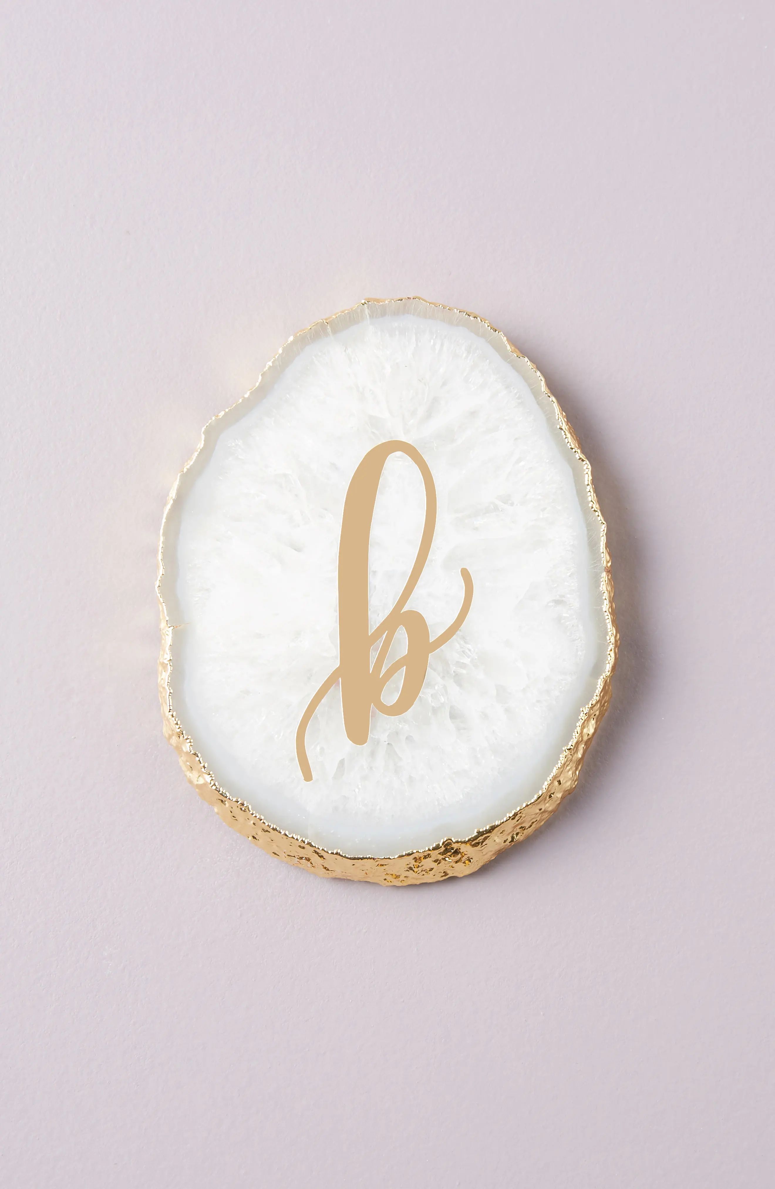 Anthropologie Home Monogram Agate Coaster, Size One Size - White | Nordstrom