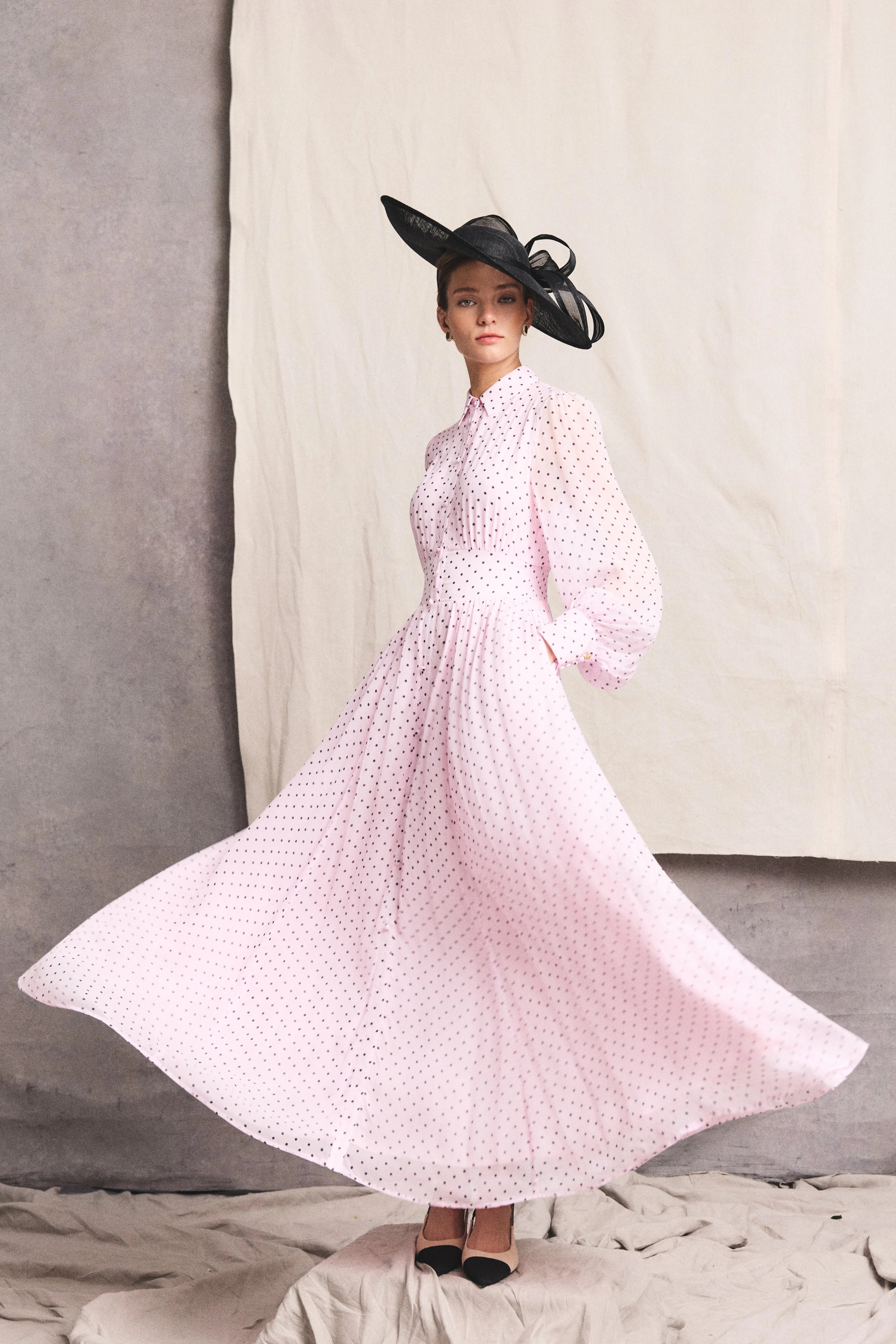 Sorrento Shirt Dress (Pink Polka Dot) | Holland Cooper