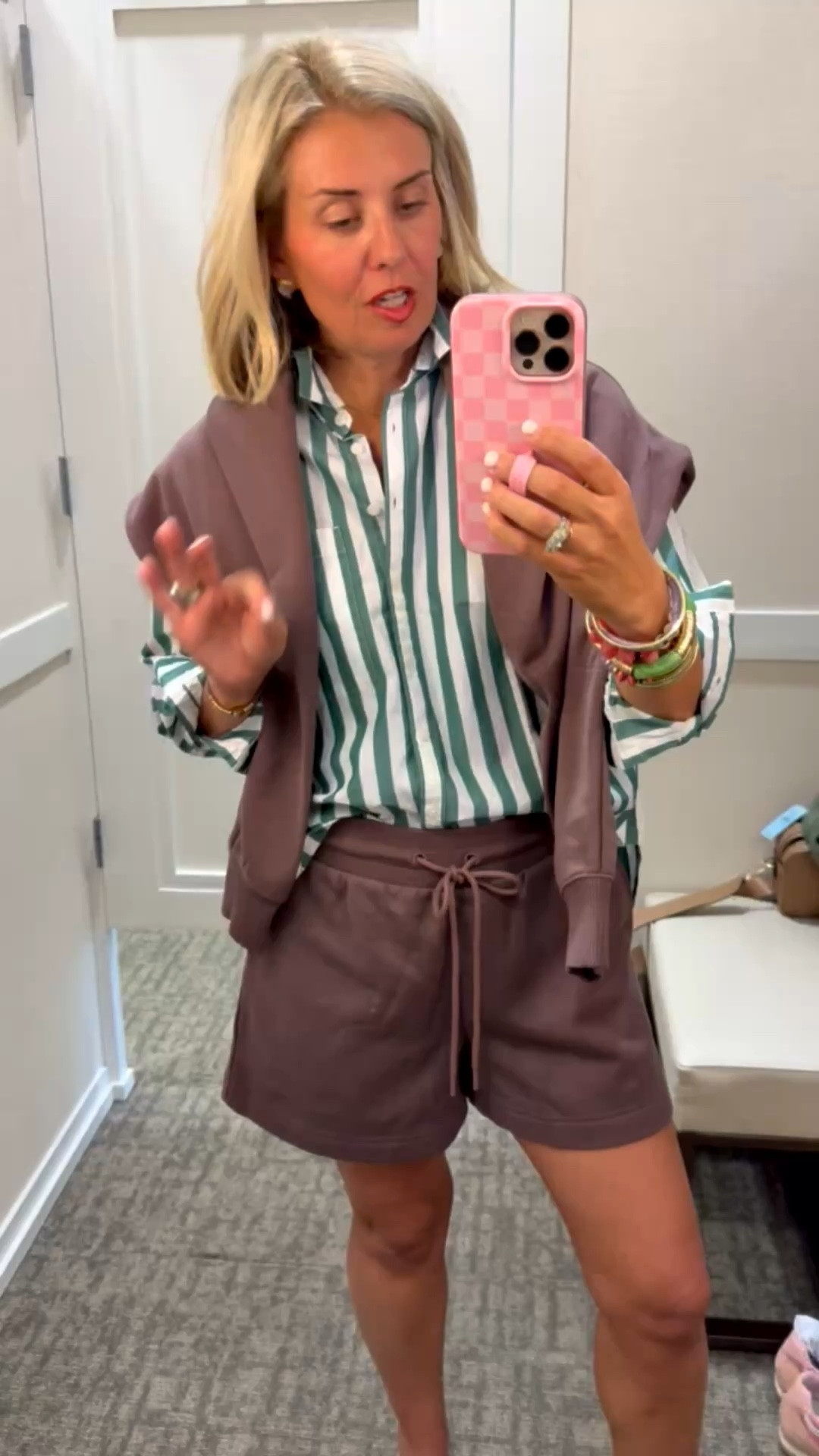 Ok this is how we mix and match! I love a sweat set and then pair it with a button down. Green & chocolate brown are always a yes!! 
Set - small
Blouse - xs petite 

#LTKPetite #LTKmomlife #LTKdayinmylife