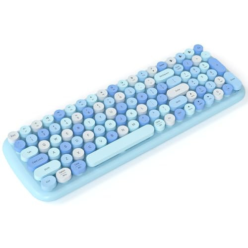 KNOWSQT Bluetooth Keyboard - Blue Colorful Multi Device Wireless Typewriter Keyboards - Round Keycaps 100 Keys Cute Keyboard for Windows, Laptop, PC, Tablet, iPad, iPhone, Chrome | Amazon (US)
