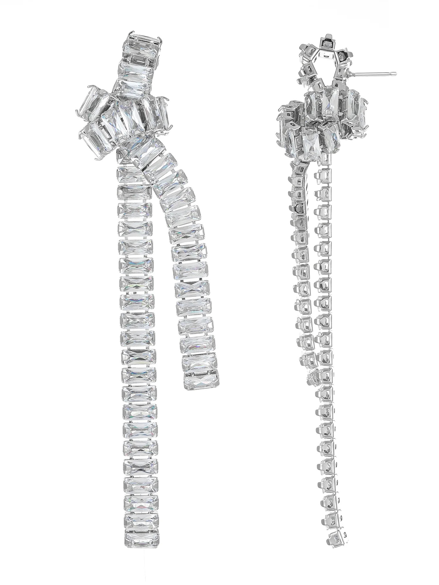 Time and Tru Silvertone Rhinestone Twist Earrings, 1 Pair | Walmart (US)