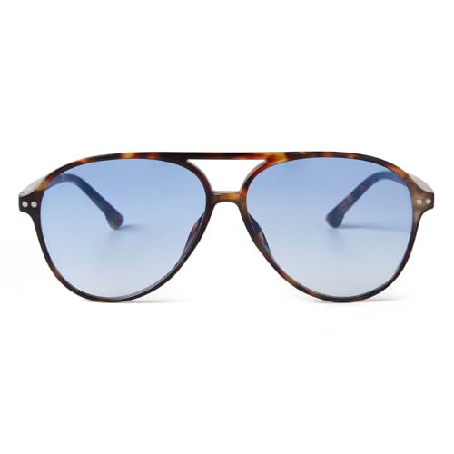 SDINM Trendy Aviator Sunglasses for Women Men Retro Fashion Designer Square Blue Sun Glasses Tortoiseshell Shades | Amazon (US)
