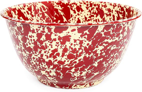 Crow Canyon Home Enamelware Salad Bowl, 5 quart, Burgundy/Cream Splatter | Amazon (US)