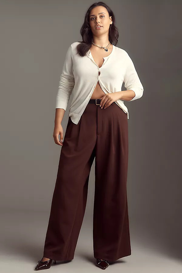 The Avery Wide-Leg Pleated Trousers by Maeve Pants | Anthropologie (US)