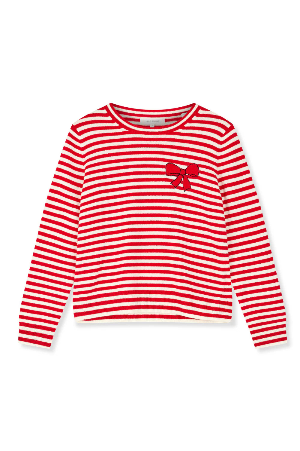 Red Wool-Cashmere Bow Breton Sweater | Chinti & Parker