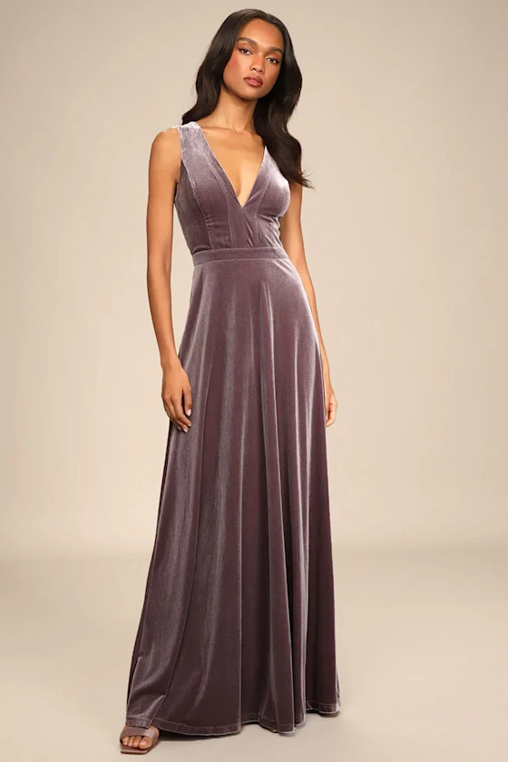 Beautiful Night Dusty Purple Velvet Sleeveless Maxi Dress | Lulus