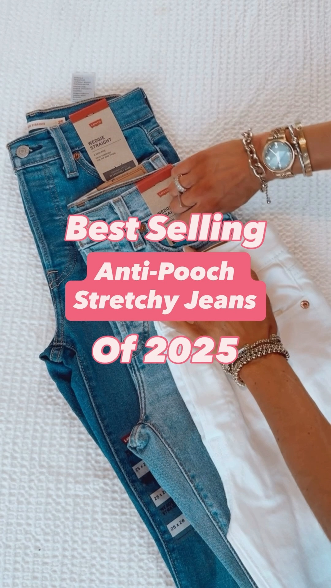  Best Selling Stretchy Jeans of 2025 | wearing my true to size in each. Size up in the wedgie straights if you need more room in hips and thighs

#LTKFindsUnder100 #LTKSaleAlert #LTKFindsUnder50
