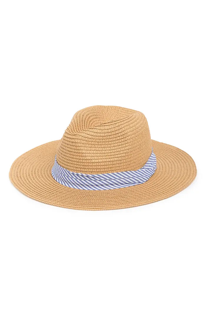 LULLA COLLECTION BY BINDYA Stripe Trim Straw Fedora | Nordstromrack | Nordstrom Rack
