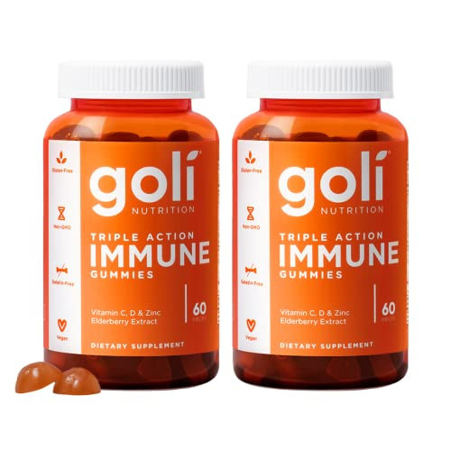 Goli Immune Vitamin Gummy - 120 Count - Elderberry, Vitamin C, D & Zinc, Vegan, Non-GMO, Gluten-Free & Gelatin-Free, Pack of 2 | Amazon (US)