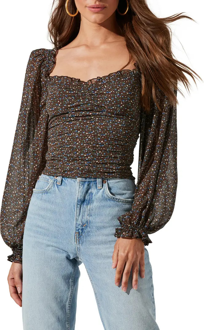 Floral Ruched Sweetheart Neck Top | Nordstrom