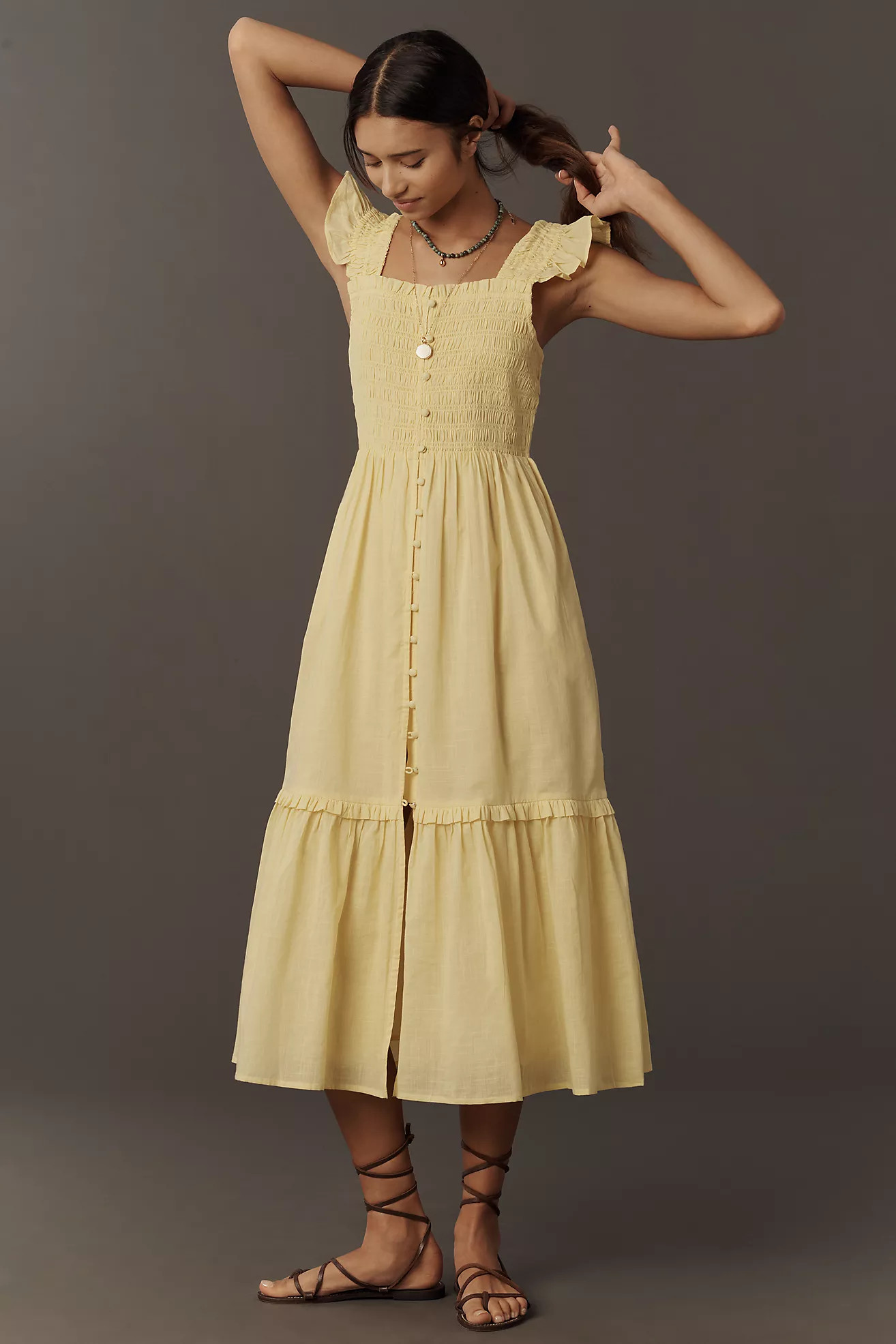 The Peregrine Square-Neck Midi Dress | Anthropologie (US)