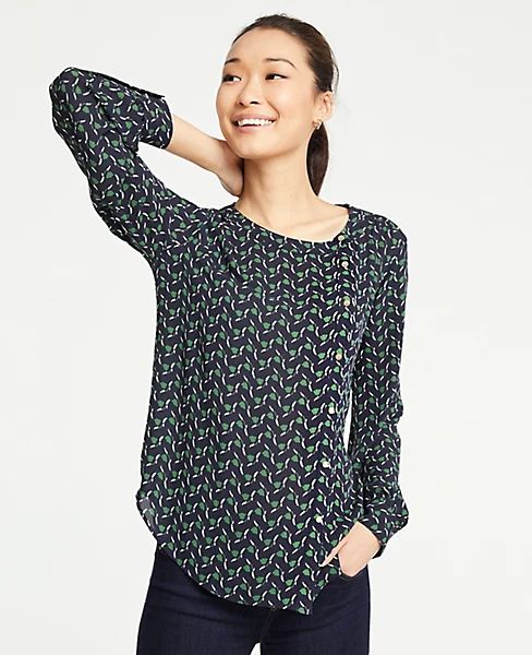 Tulip Asymmetric Snap Blouse | Ann Taylor (US)