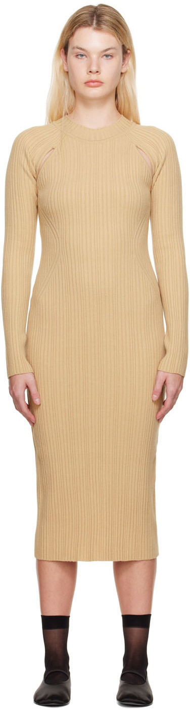 LVIR Beige Cutout Midi Dress | SSENSE