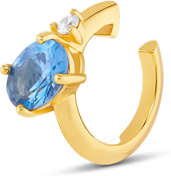 MILLA Ear Cuffs Non Piercing, Birthstone Jewelry, 14K Gold Plated over 925 Sterling Silver Half H... | Amazon (US)