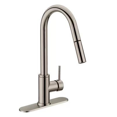 Pull Down Single Handle Kitchen Faucet with Soap Dispenser Jones Stephens Finish: Stainless Steel | Wayfair North America