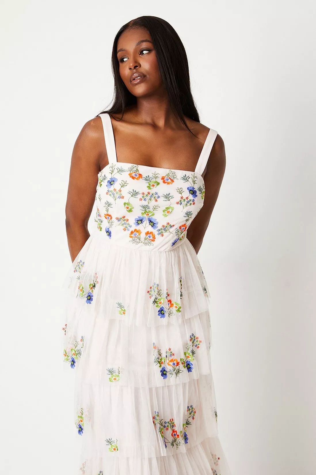 Dresses | Embroidered Tiered Mesh Dress | Coast | Coast UK & IE