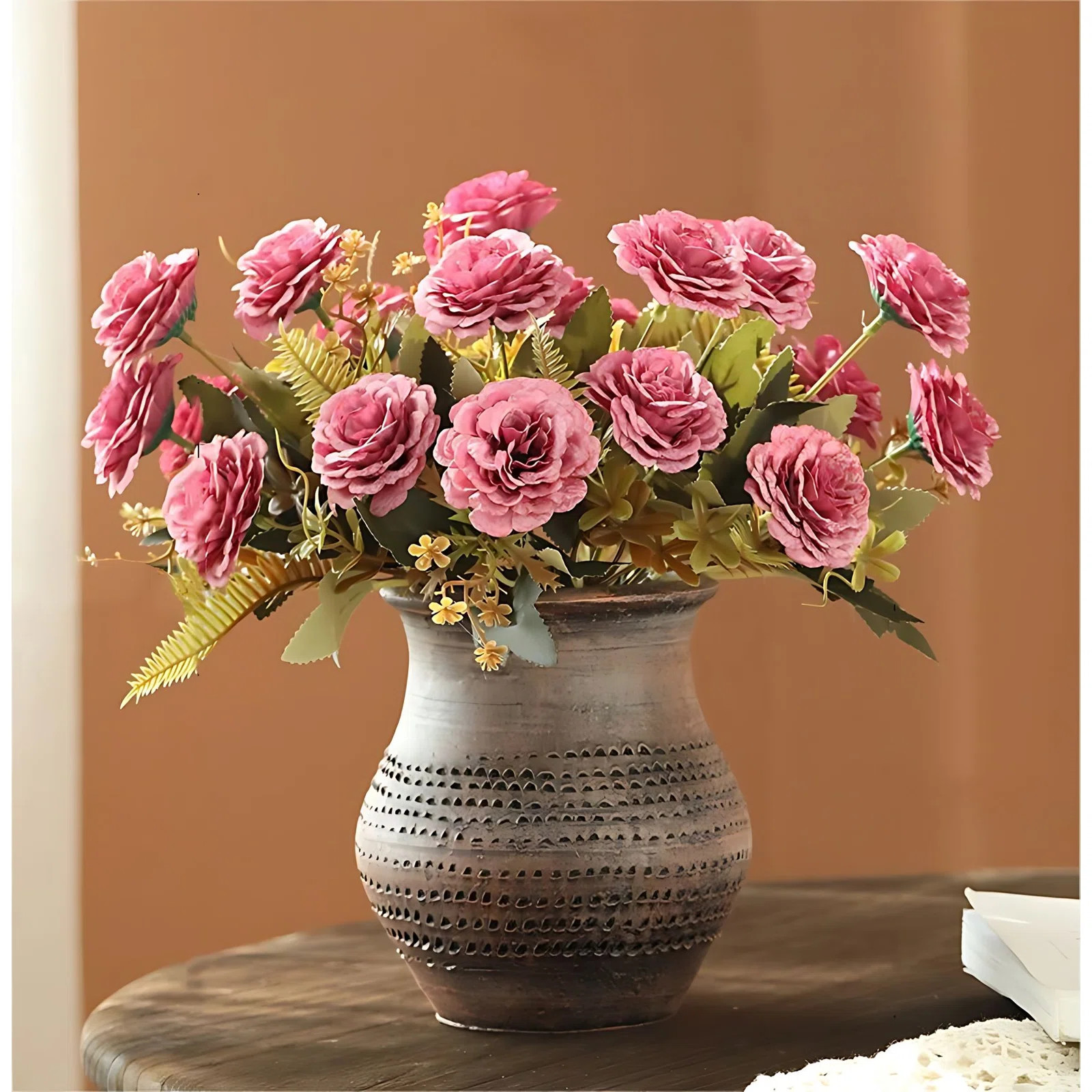 Primrue Autumn Artificial Rose Floral Arrangement in Vase | Wayfair | Wayfair North America