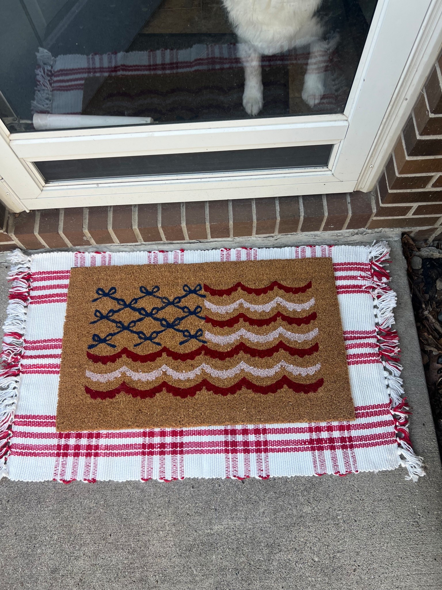 Little Memorial Day Upgrade. I love a good door mat 🇺🇸 #memorialday #redwhiteblue #walmart #patio

#LTKHome