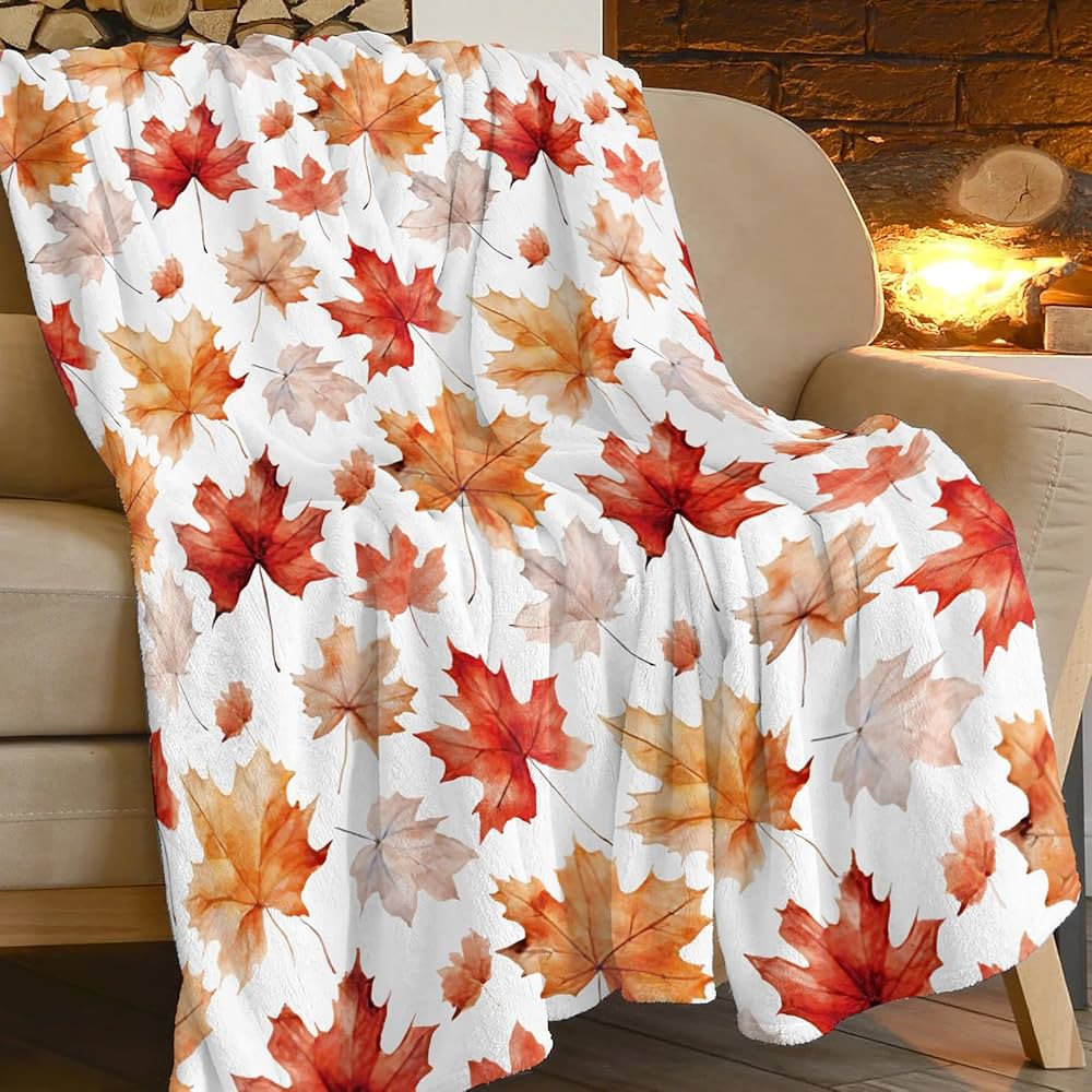 Maple Leaf Blanket Fall Autumn Throw Blanket Fall Gifts Flannel Blanket Plush Lightweight Soft Co... | Amazon (US)