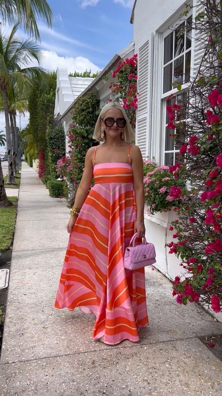 Orange stripe dress (XS) / pink and orange dress / palm beach style 

#LTKSeasonal #LTKVideo #LTKtravel