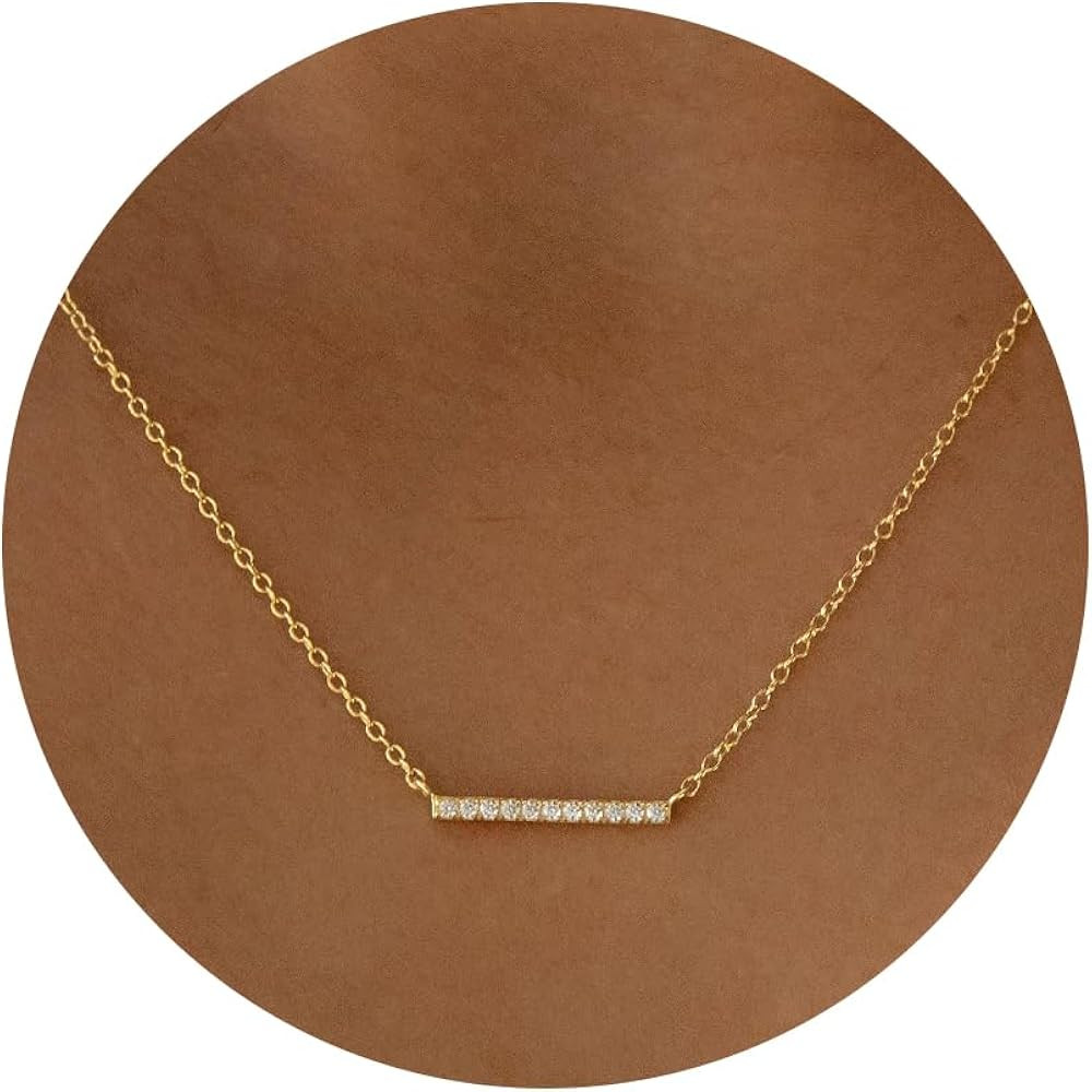14K Gold Plated Necklace for Women - Dainty Flower, Leaf, Bead, Tree, Bee, Sun, Bar, Infinity, St... | Amazon (US)