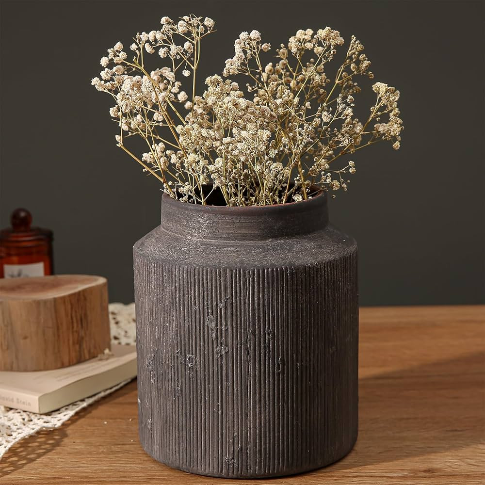 Rustic Vases for Home Decor. Ceramic Vase for Dining Table Decor. Terracotta Decorative Vase 6.1I... | Amazon (US)