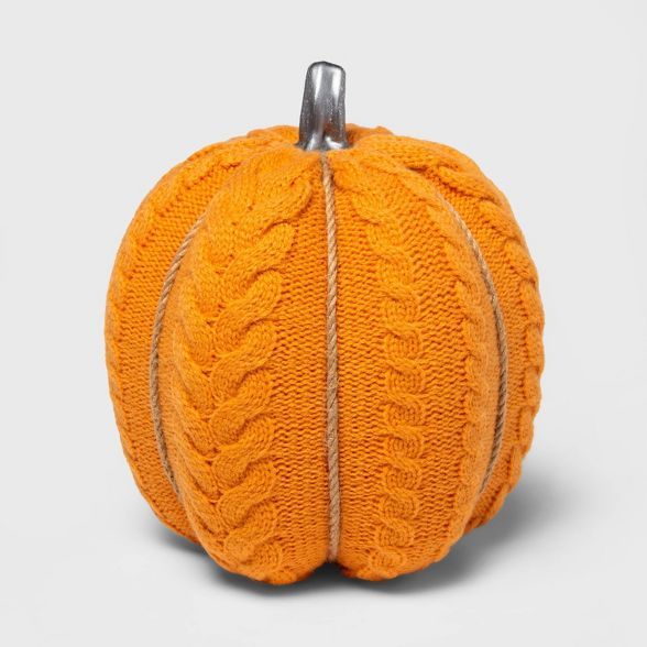 Large Cable Knit Soft Fabric Harvest Pumpkin (with Contrast Jute Base) - Spritz™ | Target