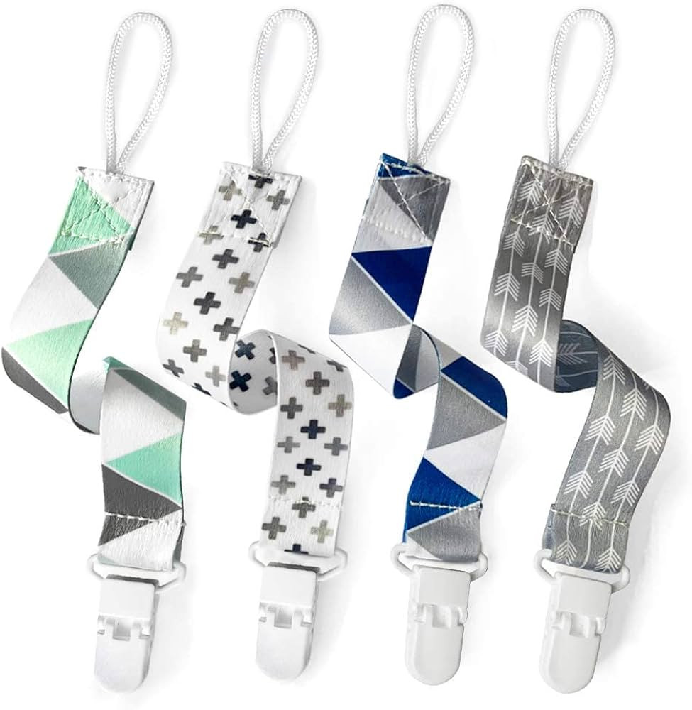 PandaEar Baby Soother Chain Pacifier Clips Solid Color| 4 Pack Universal Holder Leash Soother Cli... | Amazon (CA)