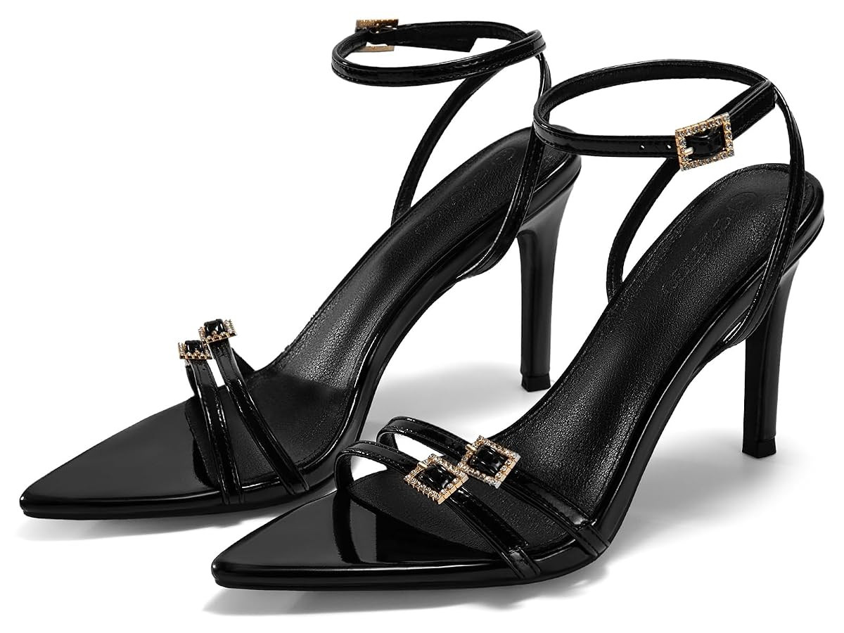 Coutgo Womens High Heeled Sandals Pointed Open Toe Ankle Buckle Strap Stiletto Heels Dress Party ... | Amazon (US)