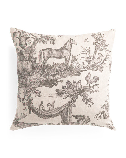 22x22 Made In Usa Linen Luxe Western Toile Feather Filled Pillow | TJ Maxx