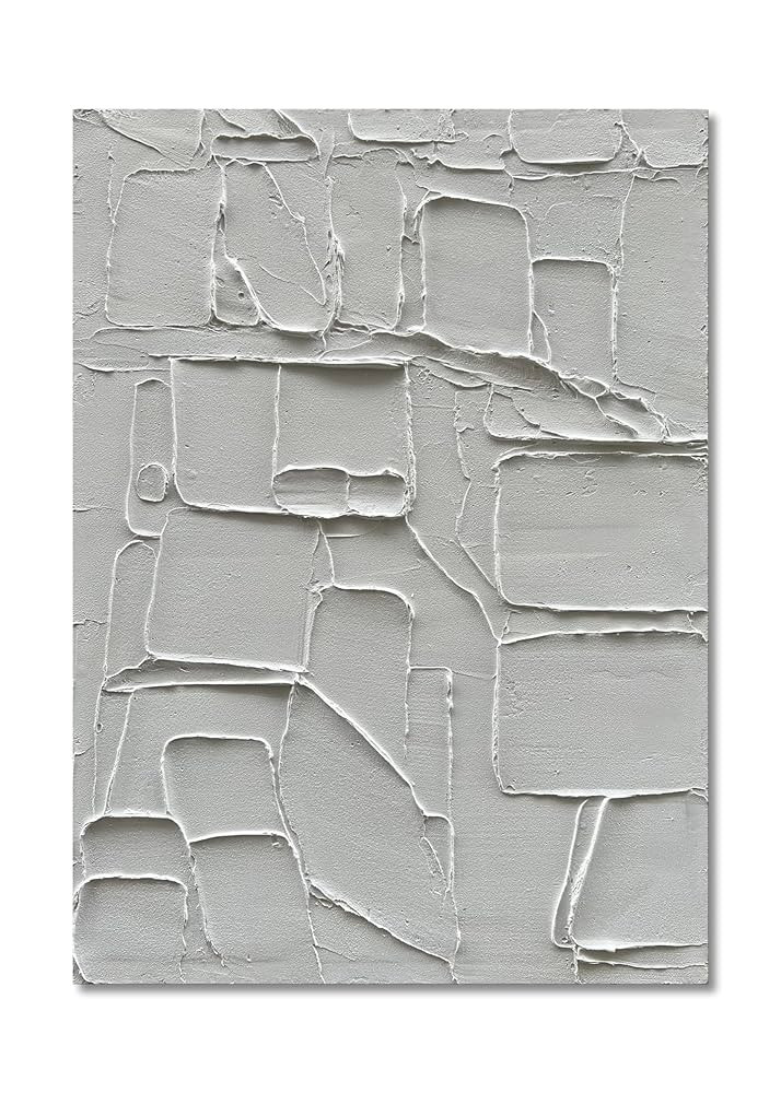 Art Hand-Painted Thick Texture White Minimalist Oil Painting Home Wall Decorative Art 40x28 inch | Amazon (US)