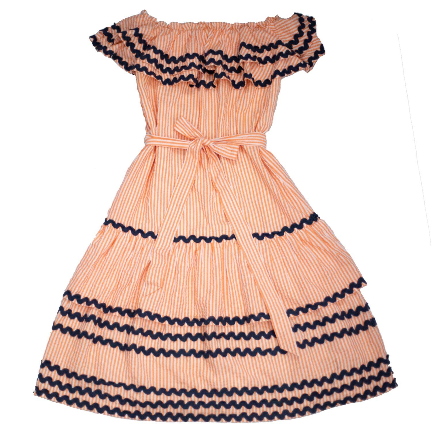 Francis Dress in Orange Seersucker Stripe — Elizabeth Wilson | Elizabeth Wilson Designs