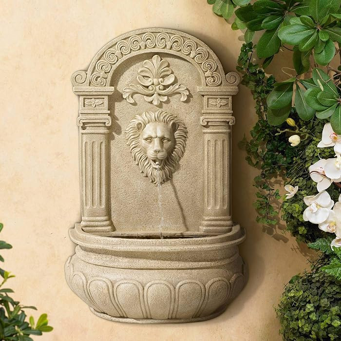 Royal Lion Face 31" Large Sandstone Finish Wall Outdoor Indoor Fountain | Amazon (US)