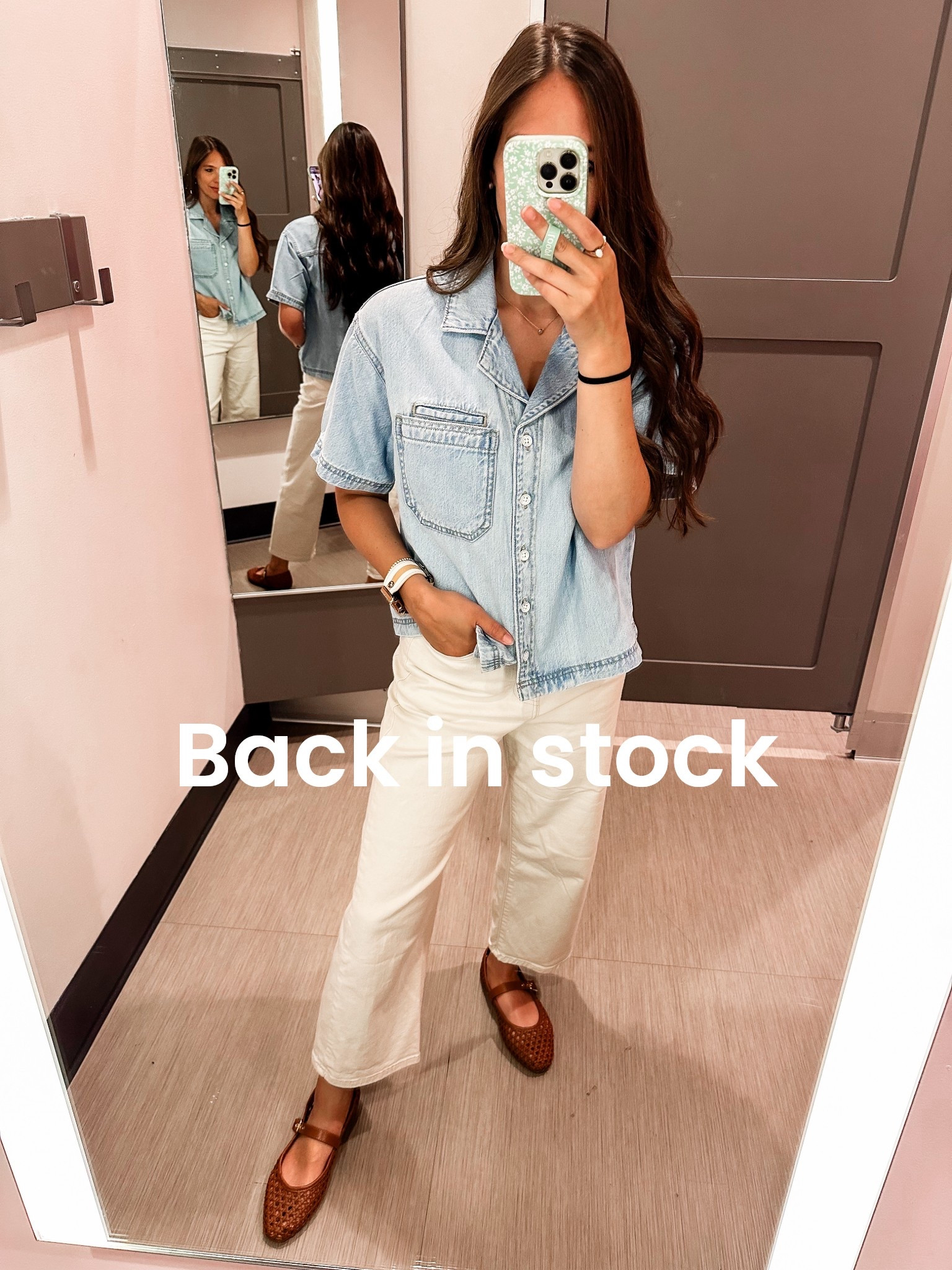 This chambray top is showing back in stock multiple sizes for me! Wearing XS 

#LTKFindsUnder50 #LTKFindsUnder100 #LTKStyleTip