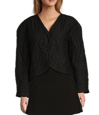 x Elizabeth Damrich Moon Quilted Long Sleeve Coat | Dillard's