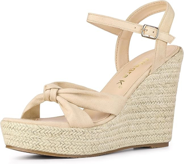 Allegra K Women's Platform Slingback Espadrille Wedge Heel Sandals | Amazon (US)