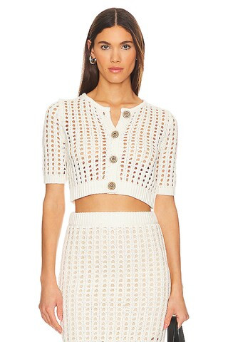 525 Adele Open Stitch Cropped Cardi in Chalk from Revolve.com | Revolve Clothing (Global)