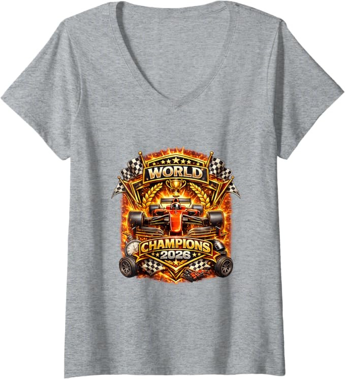 Women's Race Car Racing Champions 2026 Vintage Style Graphic Design V-Neck T-Shirt | Amazon (US)