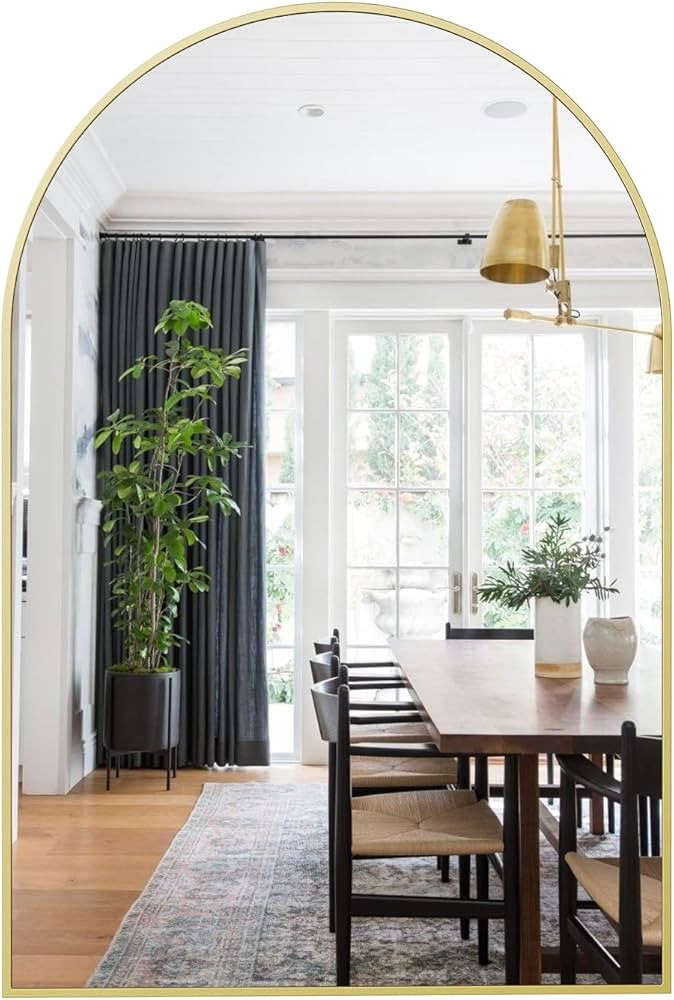 Arch Mirror,20"x30" Gold Arched Bathroom Mirror,Large Arch Metal Frame Vanity Wall Mounted Mirror... | Amazon (US)