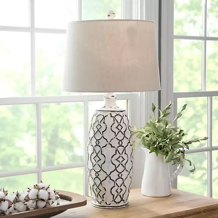 Distressed Cream Lilly Table Lamp | Kirkland's Home