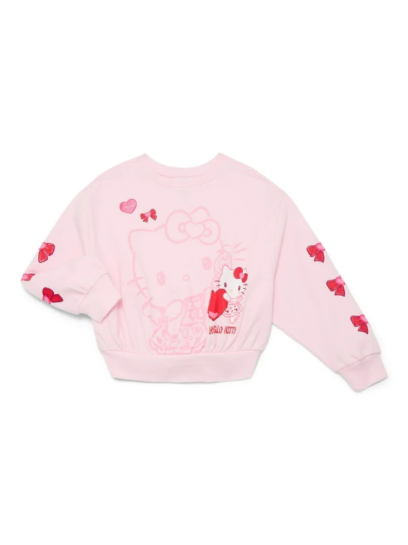 Hello Kitty Girls Valentine's Day Graphic Fleece Crew Pullover, Sizes 4-16 | Walmart (US)